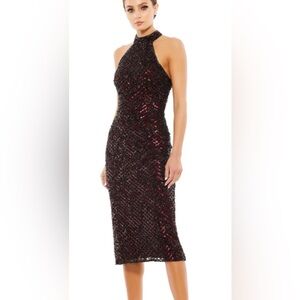Mac Duggal Embellished Halter Midi Dress